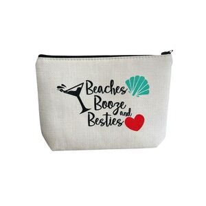 Beaches Booze & Besties Bag Makeup Cosmetic Travel - Shell‎ Heart Martini Bag